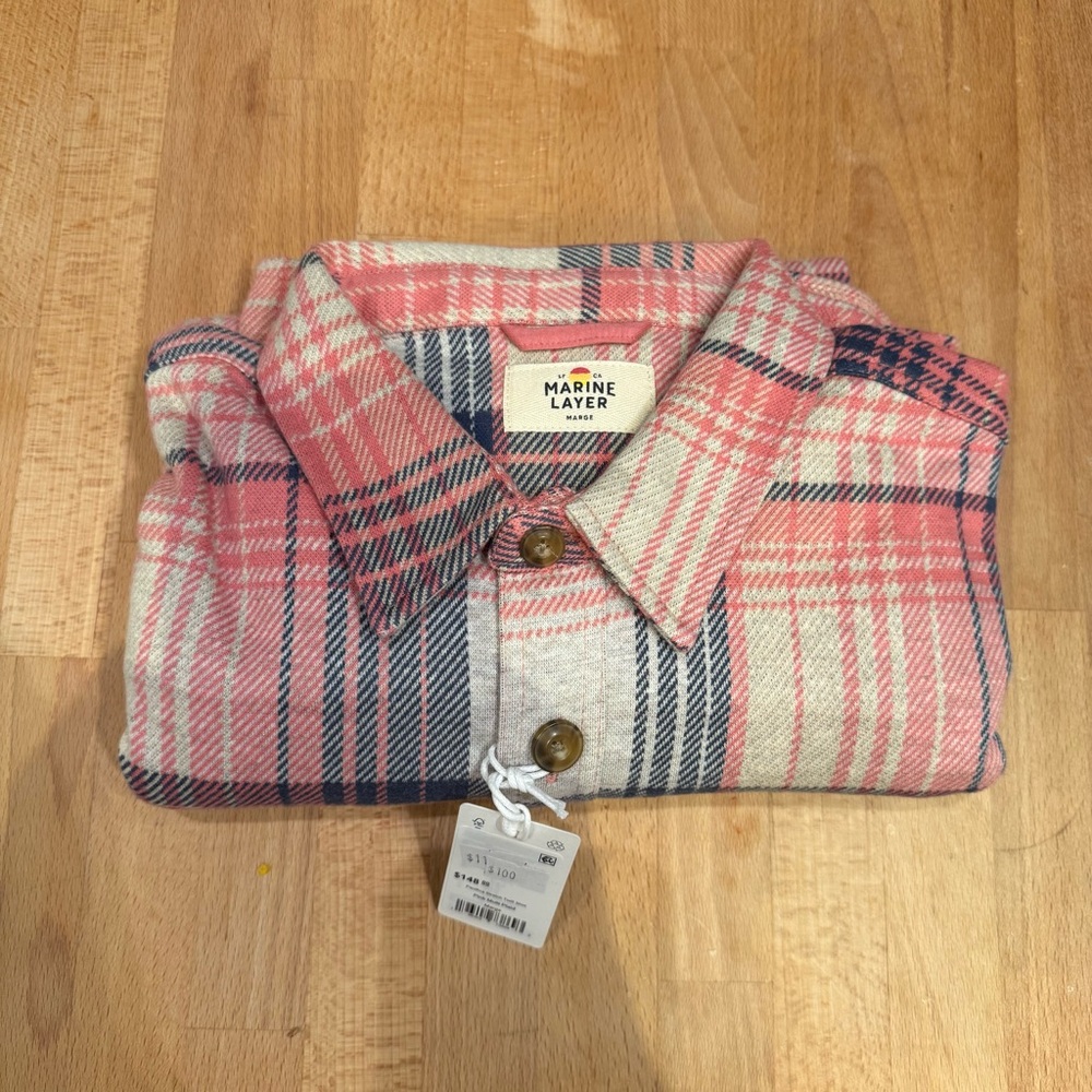 Marine Layer Pink and Cream Plaid Shirt size Marge (M/L)